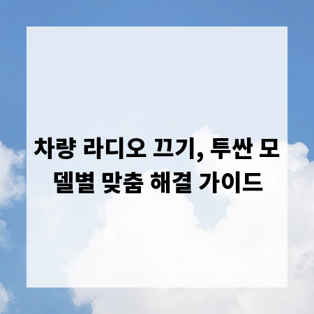 차량 라디오 끄기, 투싼 모델별 맞춤 해결 가이드