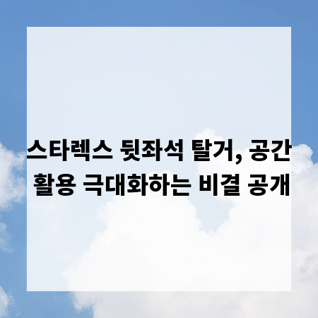 스타렉스 뒷좌석 탈거, 공간 활용 극대화하는 비결 공개