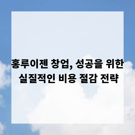 홍루이젠 창업, 성공을 위한 실질적인 비용 절감 전략