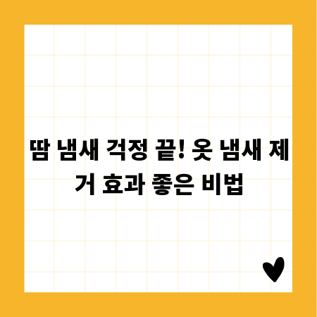 땀 냄새 걱정 끝! 옷 냄새 제거 효과 좋은 비법