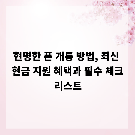 현명한 폰 개통 방법, 최신 현금 지원 혜택과 필수 체크리스트