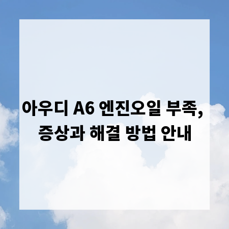 아우디 A6 엔진오일 부족, 증상과 해결 방법 안내