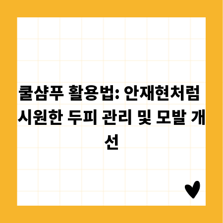 쿨샴푸 활용법: 안재현처럼 시원한 두피 관리 및 모발 개선
