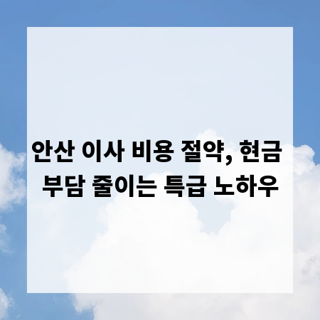 안산 이사 비용 절약, 현금 부담 줄이는 특급 노하우