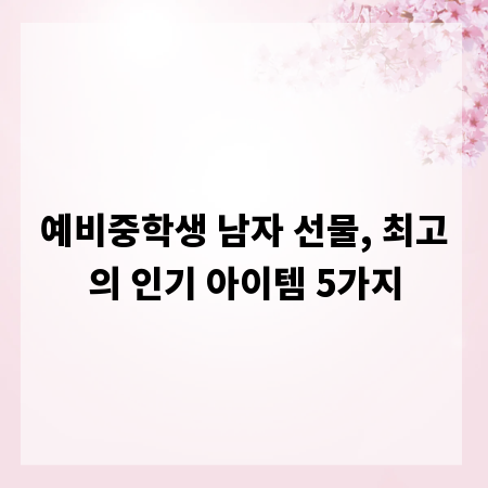 예비중학생 남자 선물, 최고의 인기 아이템 5가지