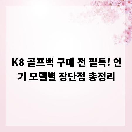 K8 골프백 구매 전 필독! 인기 모델별 장단점 총정리