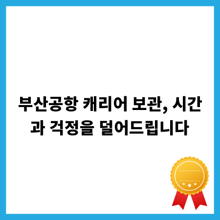 부산공항 캐리어 보관, 시간과 걱정을 덜어드립니다