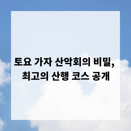 토요 가자 산악회의 비밀, 최고의 산행 코스 공개