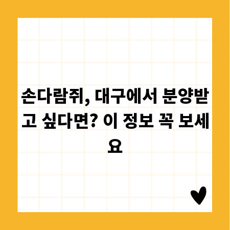 손다람쥐, 대구에서 분양받고 싶다면? 이 정보 꼭 보세요