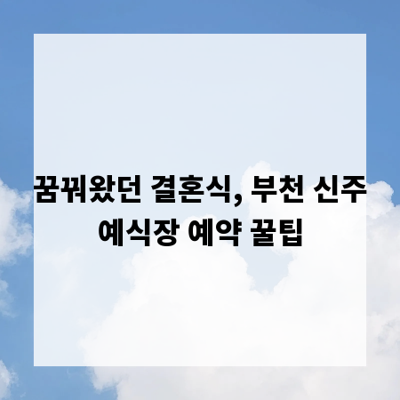 꿈꿔왔던 결혼식, 부천 신주예식장 예약 꿀팁