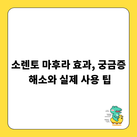 소렌토 마후라 효과, 궁금증 해소와 실제 사용 팁