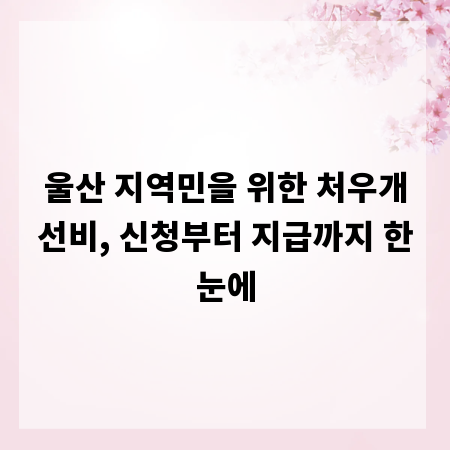 울산 지역민을 위한 처우개선비, 신청부터 지급까지 한눈에