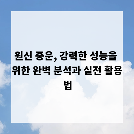 원신 중운, 강력한 성능을 위한 완벽 분석과 실전 활용법