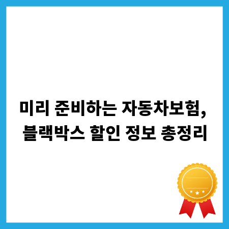 미리 준비하는 자동차보험, 블랙박스 할인 정보 총정리