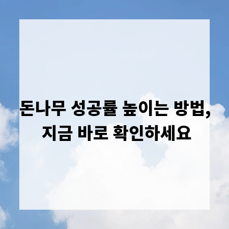 돈나무 성공률 높이는 방법, 지금 바로 확인하세요