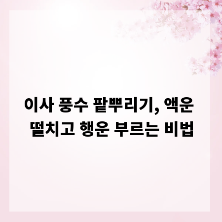 이사 풍수 팥뿌리기, 액운 떨치고 행운 부르는 비법