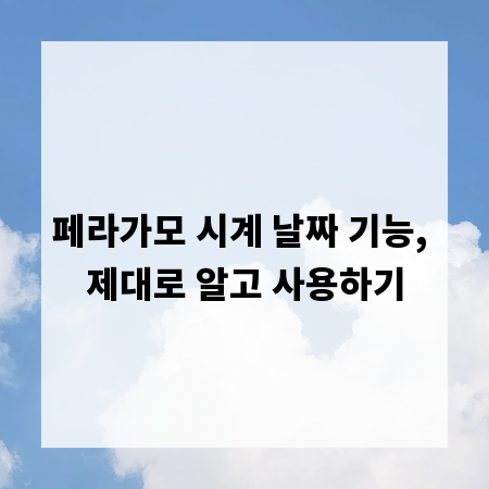 페라가모 시계 날짜 기능, 제대로 알고 사용하기