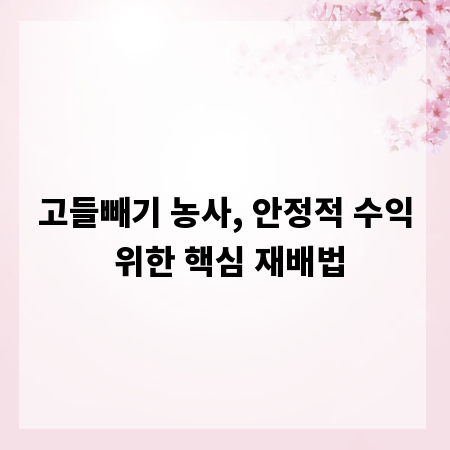 고들빼기 농사, 안정적 수익 위한 핵심 재배법
