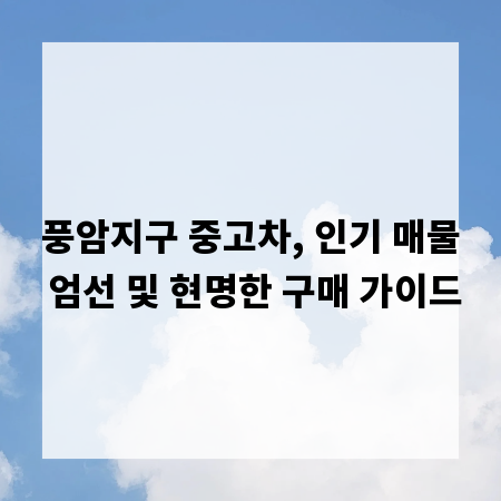 풍암지구 중고차, 인기 매물 엄선 및 현명한 구매 가이드