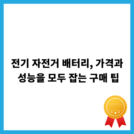 전기 자전거 배터리, 가격과 성능을 모두 잡는 구매 팁