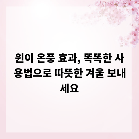 윈이 온풍 효과, 똑똑한 사용법으로 따뜻한 겨울 보내세요