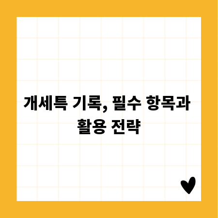 개세특 기록, 필수 항목과 활용 전략