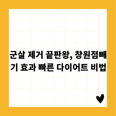 군살 제거 끝판왕, 창원점빼기 효과 빠른 다이어트 비법