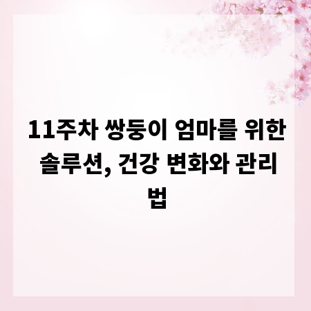 11주차 쌍둥이 엄마를 위한 솔루션, 건강 변화와 관리법