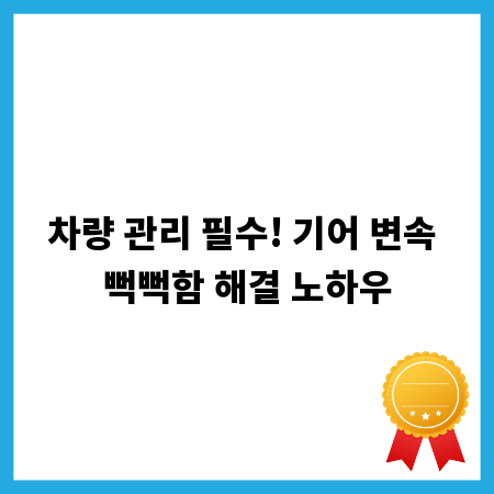 차량 관리 필수! 기어 변속 뻑뻑함 해결 노하우