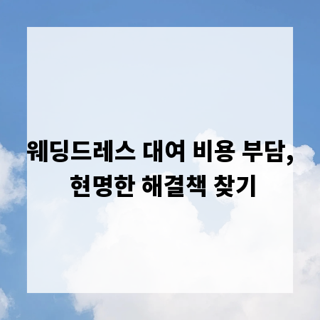 웨딩드레스 대여 비용 부담, 현명한 해결책 찾기