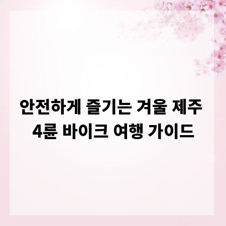 안전하게 즐기는 겨울 제주 4륜 바이크 여행 가이드