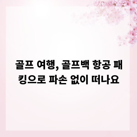 골프 여행, 골프백 항공 패킹으로 파손 없이 떠나요